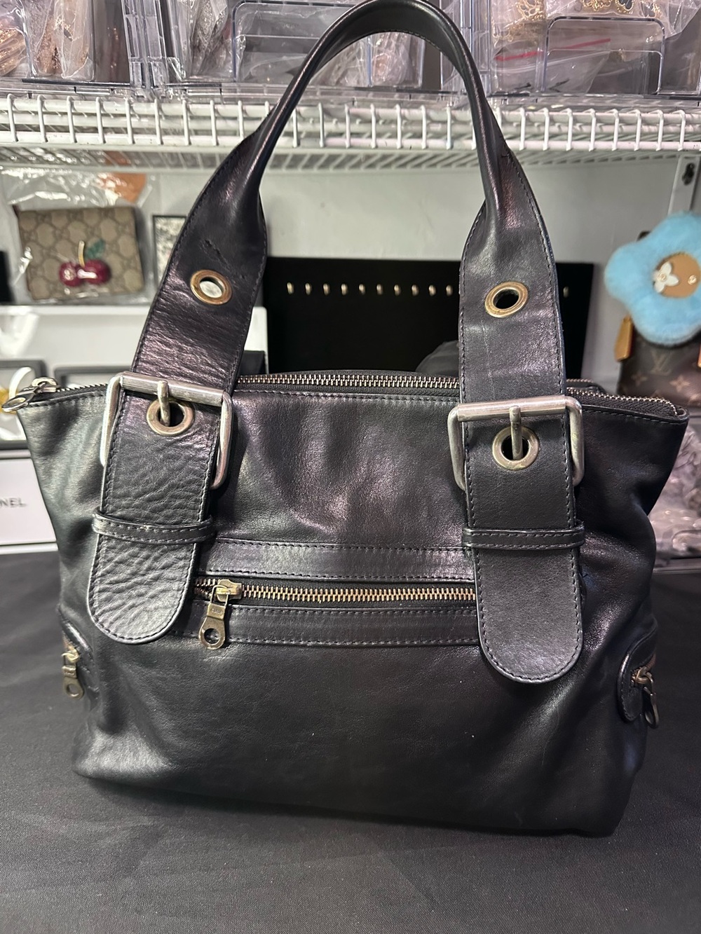 RARE Chloé F/W 2003 Phoebe Philo Era Black Leather Buckle Camera Bag Vintage Y2K - Picture 6 of 12